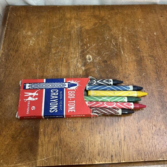Vintage Imperial Bri-Tone‎ Crayons Original Red Box No. 6 Unused Made In USA - Picture 7 of 7